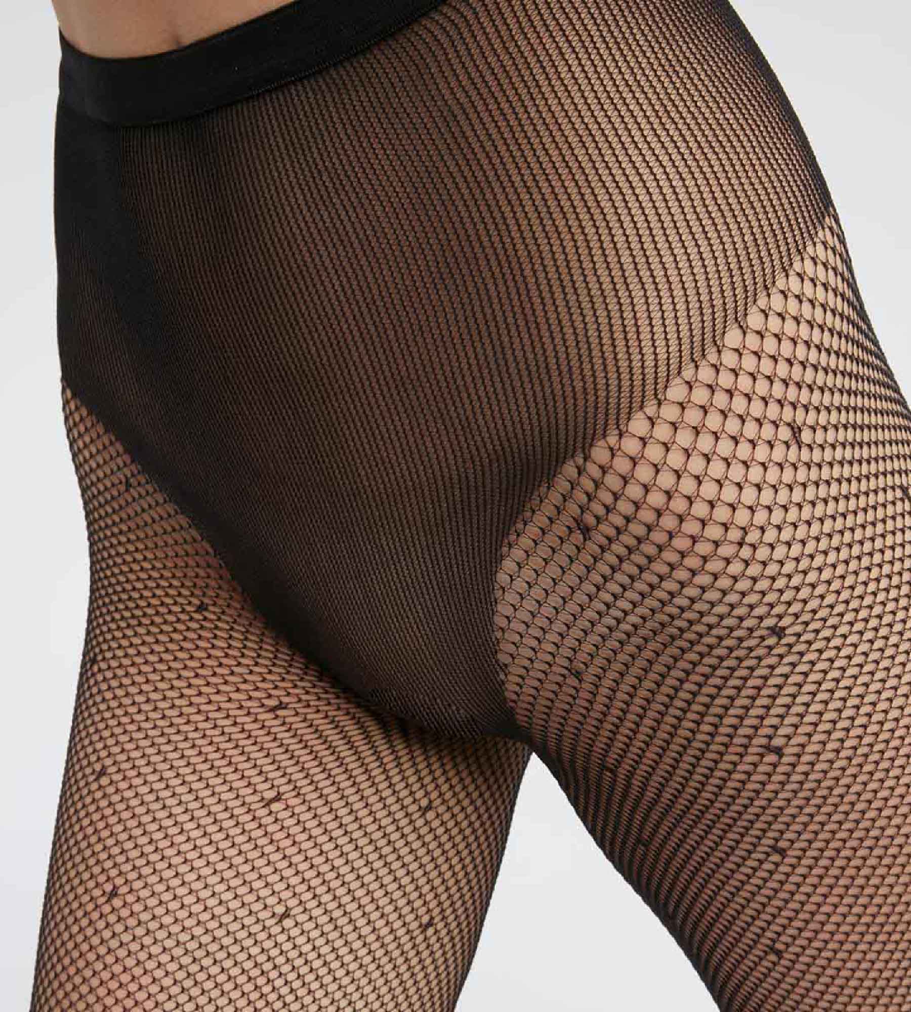 Dim Style women's tights in sheer voile with Burgundy heart prints
